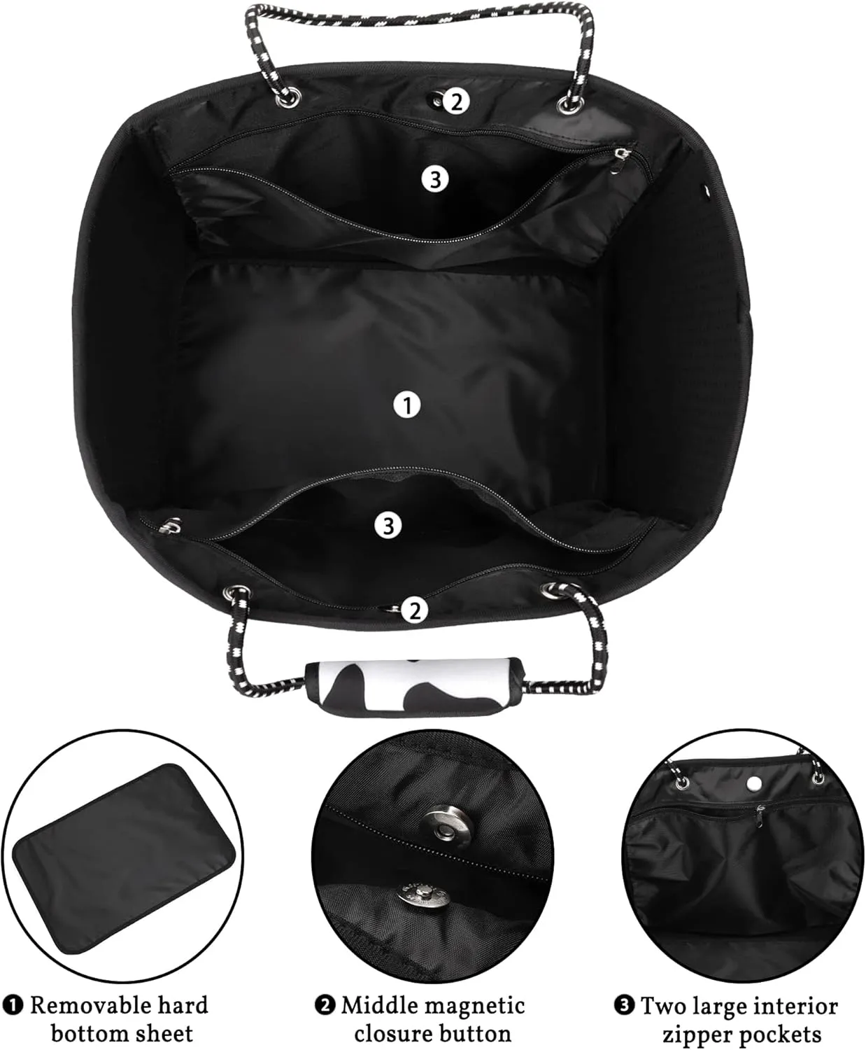 Neoprene Tote Bag - Large Travel Beach Pool Gym Handbag for Women & Men