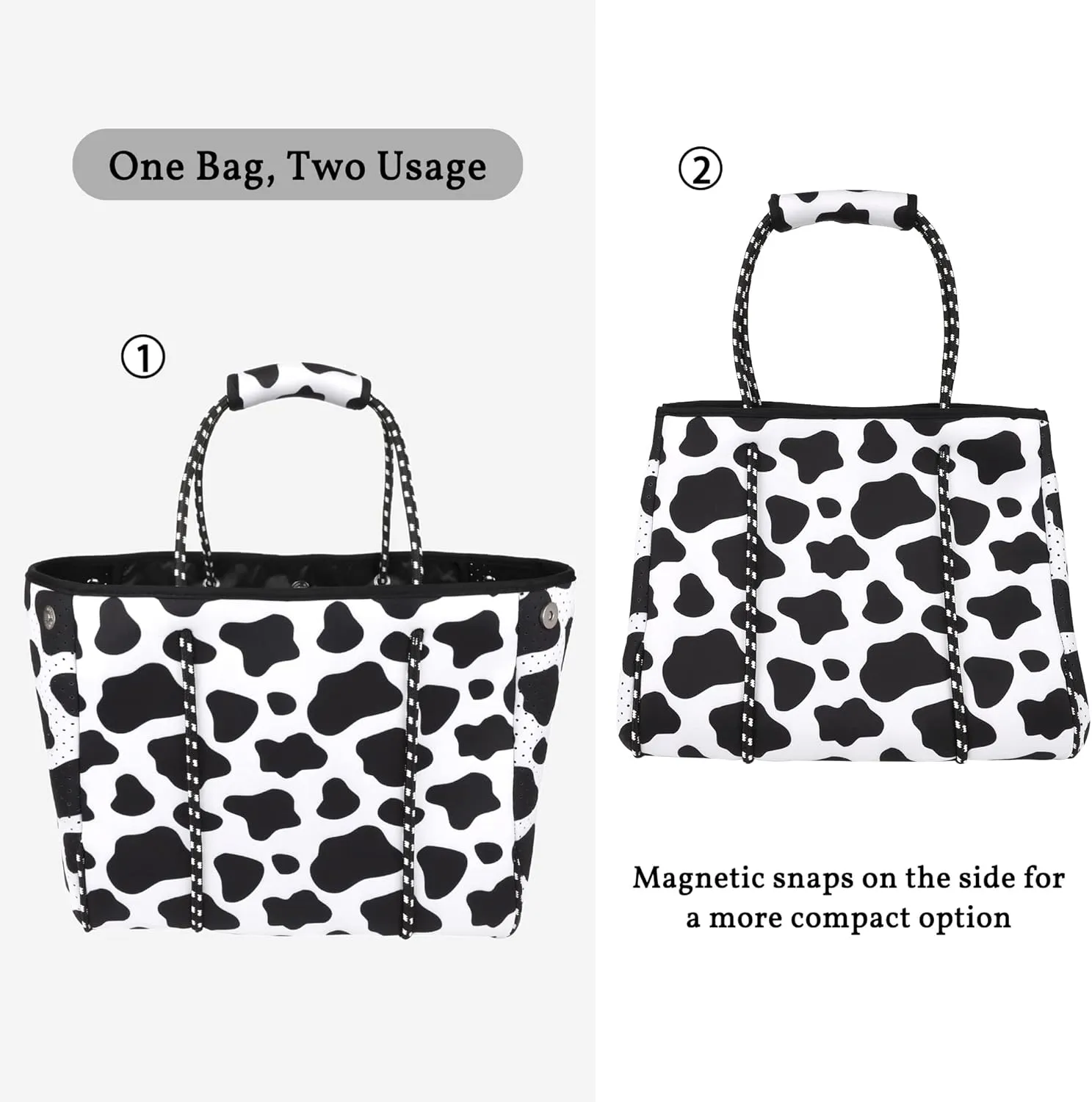 Neoprene Tote Bag - Large Travel Beach Pool Gym Handbag for Women & Men