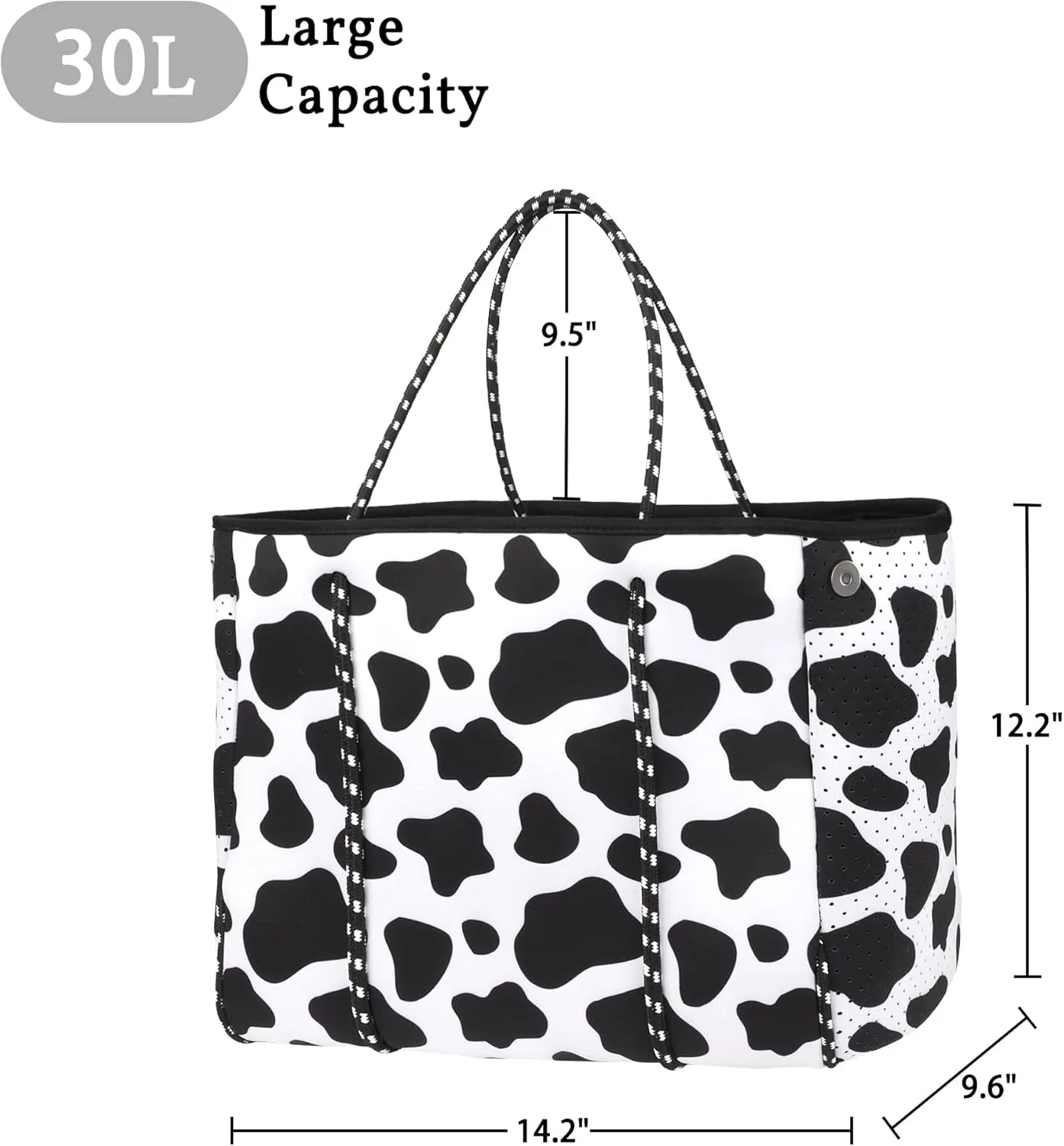 Neoprene Tote Bag - Large Travel Beach Pool Gym Handbag for Women & Men