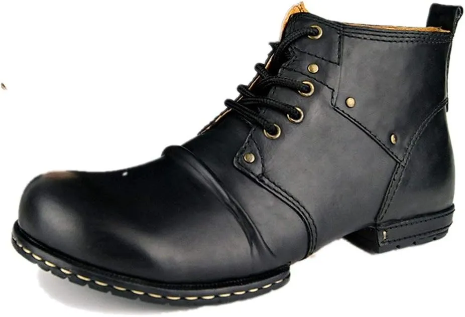New Ankle Boots for Men Mens Lace up Ankle Boots with Decoration Holiday Club Office for Party The First Layer of Cowhide Pure Genuine Leather