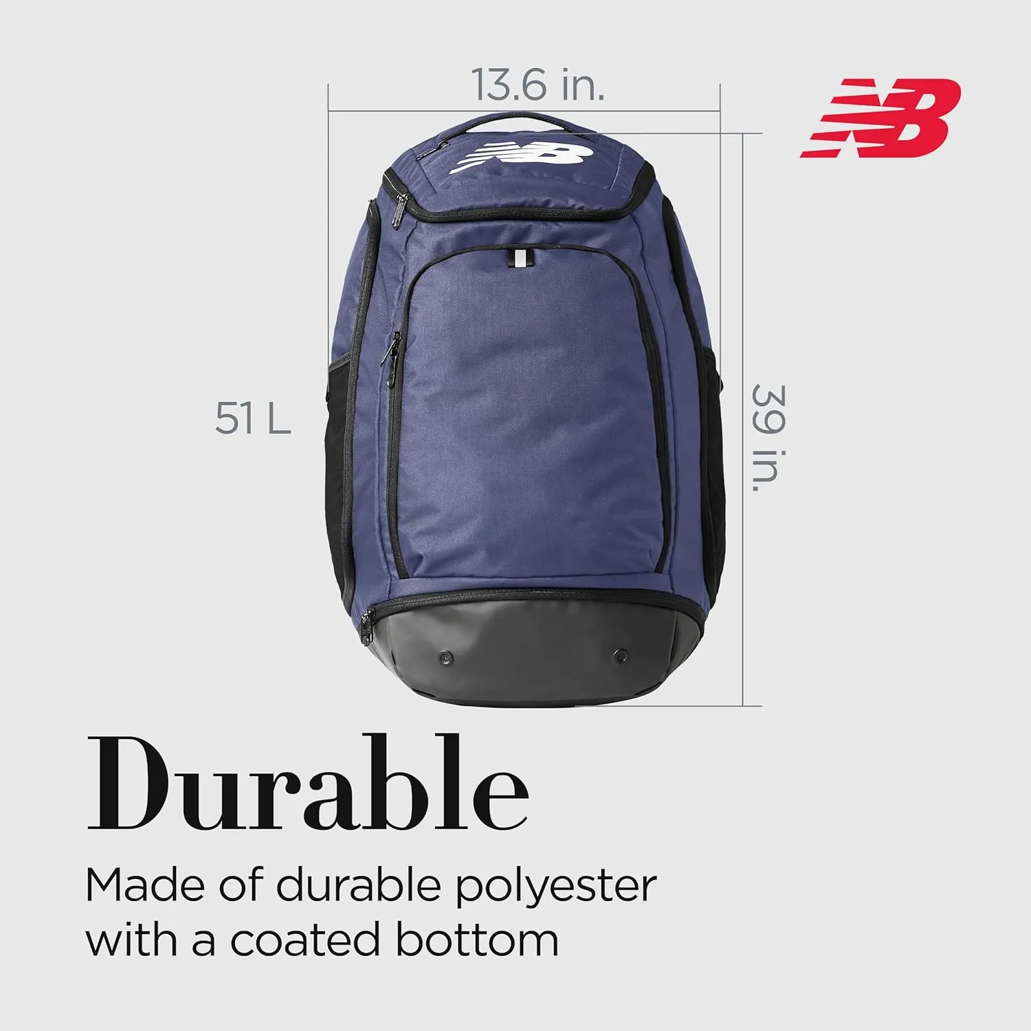 New Balance Sports Backpack, Team Travel Gym Bag for Men and Women, Blue, One Size