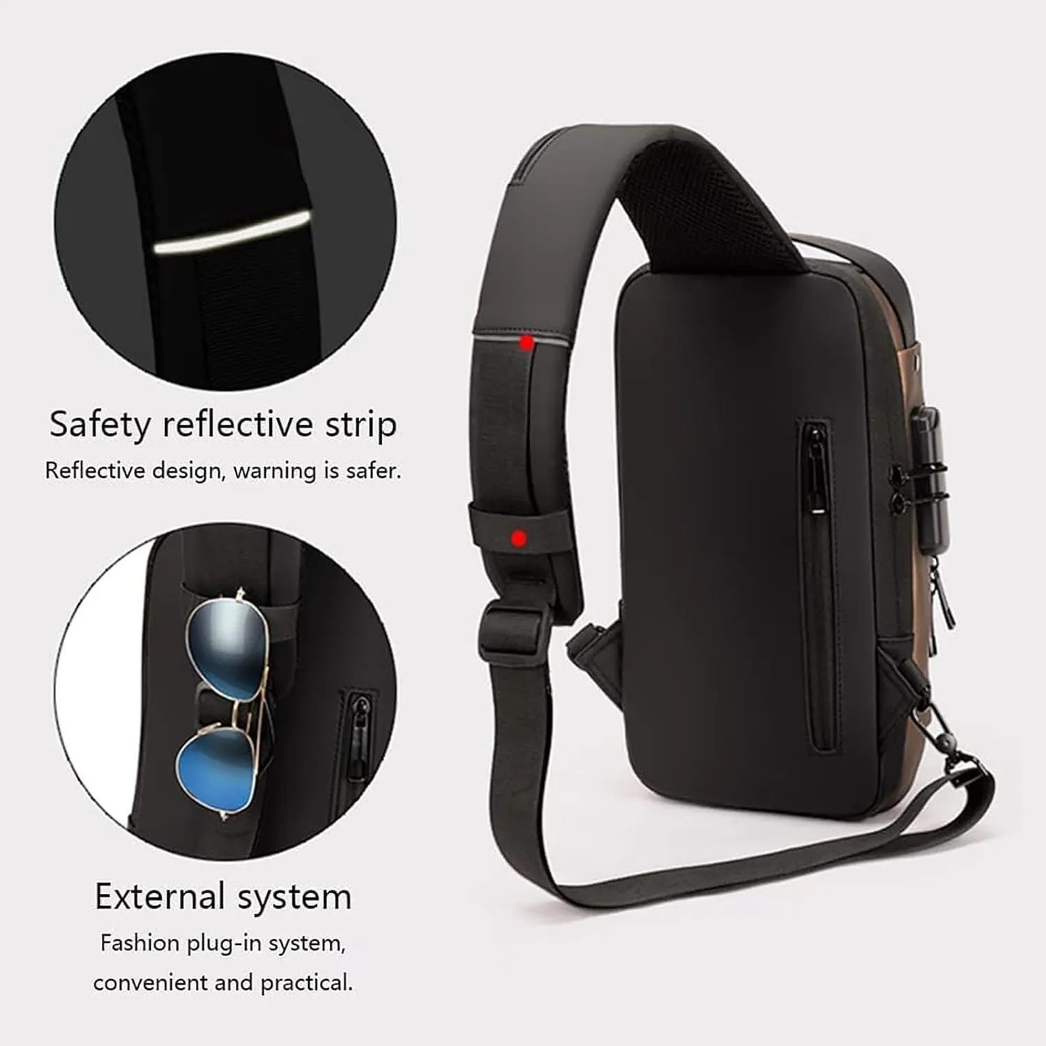 New Carbon Fiber Streamline Anti-Theft Sling Bag, Usb Charging Sport Sling, Waterproof Shoulder Backpack (Blue-A)