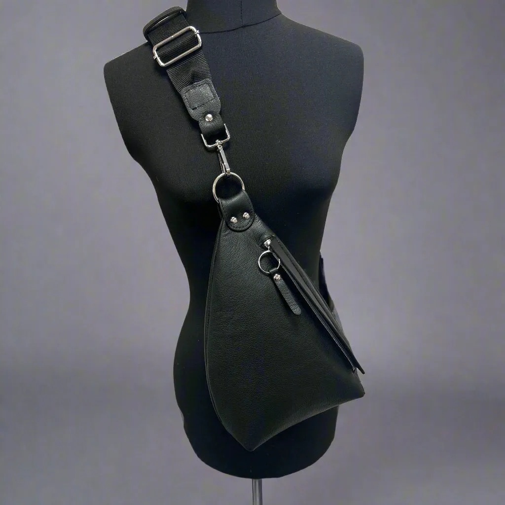 NEW - Delta Sling Bag  - 9 COLOURS - Leather Front and Back Cross Body Bag