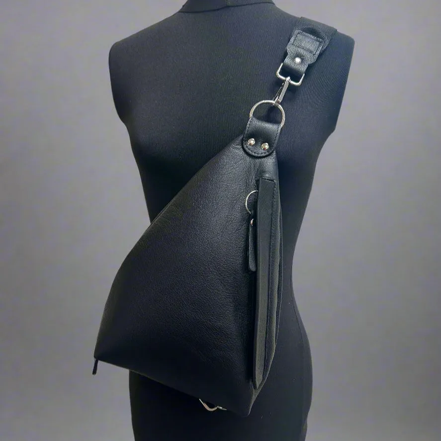 NEW - Delta Sling Bag  - 9 COLOURS - Leather Front and Back Cross Body Bag