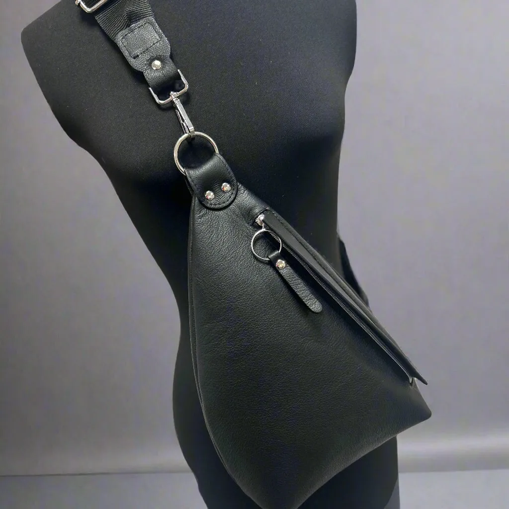 NEW - Delta Sling Bag  - 9 COLOURS - Leather Front and Back Cross Body Bag