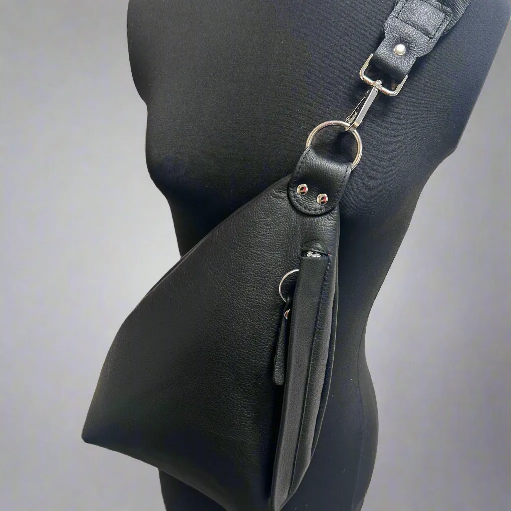 NEW - Delta Sling Bag  - 9 COLOURS - Leather Front and Back Cross Body Bag