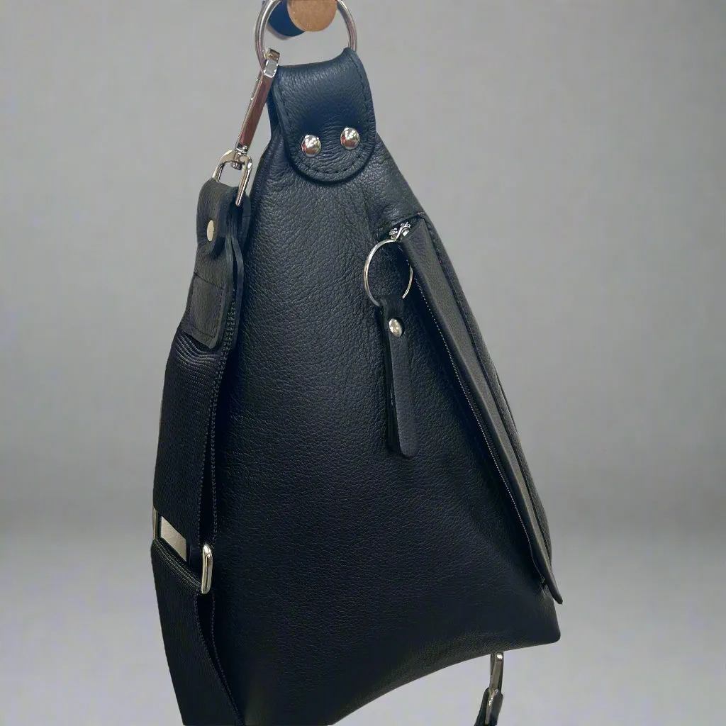 NEW - Delta Sling Bag  - 9 COLOURS - Leather Front and Back Cross Body Bag