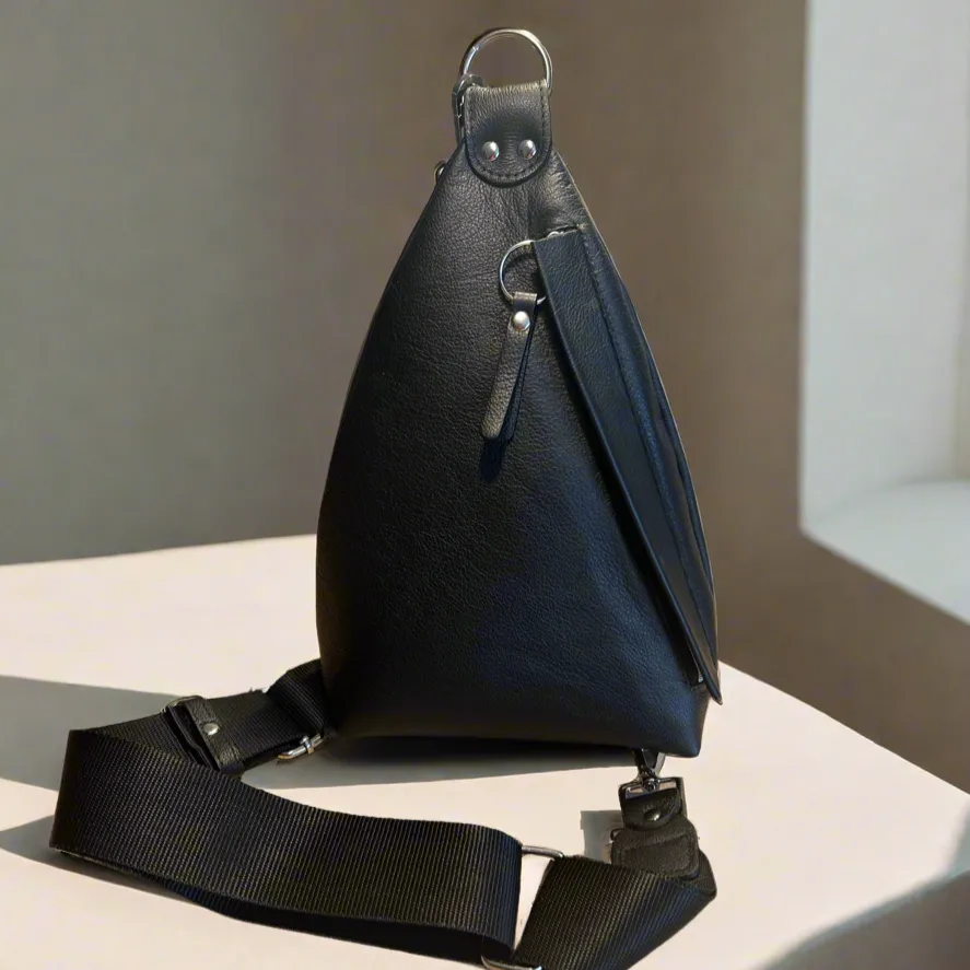 NEW - Delta Sling Bag  - 9 COLOURS - Leather Front and Back Cross Body Bag