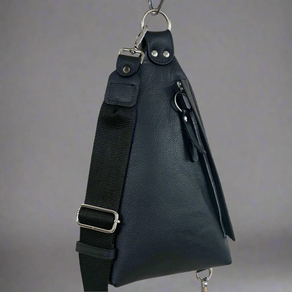 NEW - Delta Sling Bag  - 9 COLOURS - Leather Front and Back Cross Body Bag