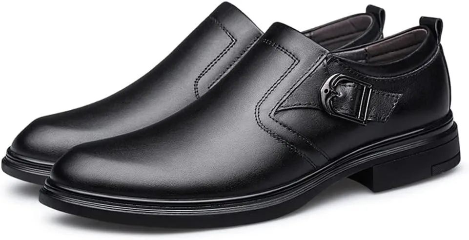 New Dress Oxford Formal Shoes for Men Slip On Monk Strap Crocodile Embossed Vegan Leather Block Heel Low Top Anti-Slip Rubber Sole Slip Resistant Working