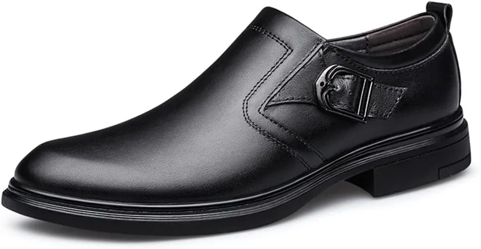 New Dress Oxford Formal Shoes for Men Slip On Monk Strap Crocodile Embossed Vegan Leather Block Heel Low Top Anti-Slip Rubber Sole Slip Resistant Working