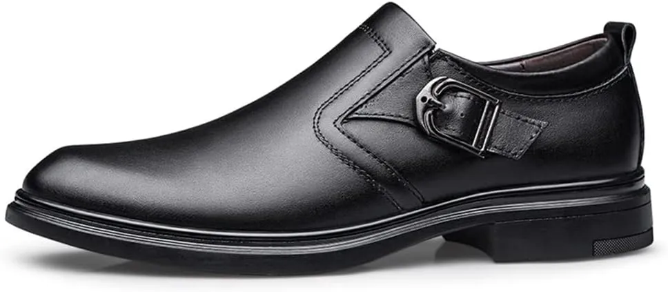 New Dress Oxford Formal Shoes for Men Slip On Monk Strap Crocodile Embossed Vegan Leather Block Heel Low Top Anti-Slip Rubber Sole Slip Resistant Working