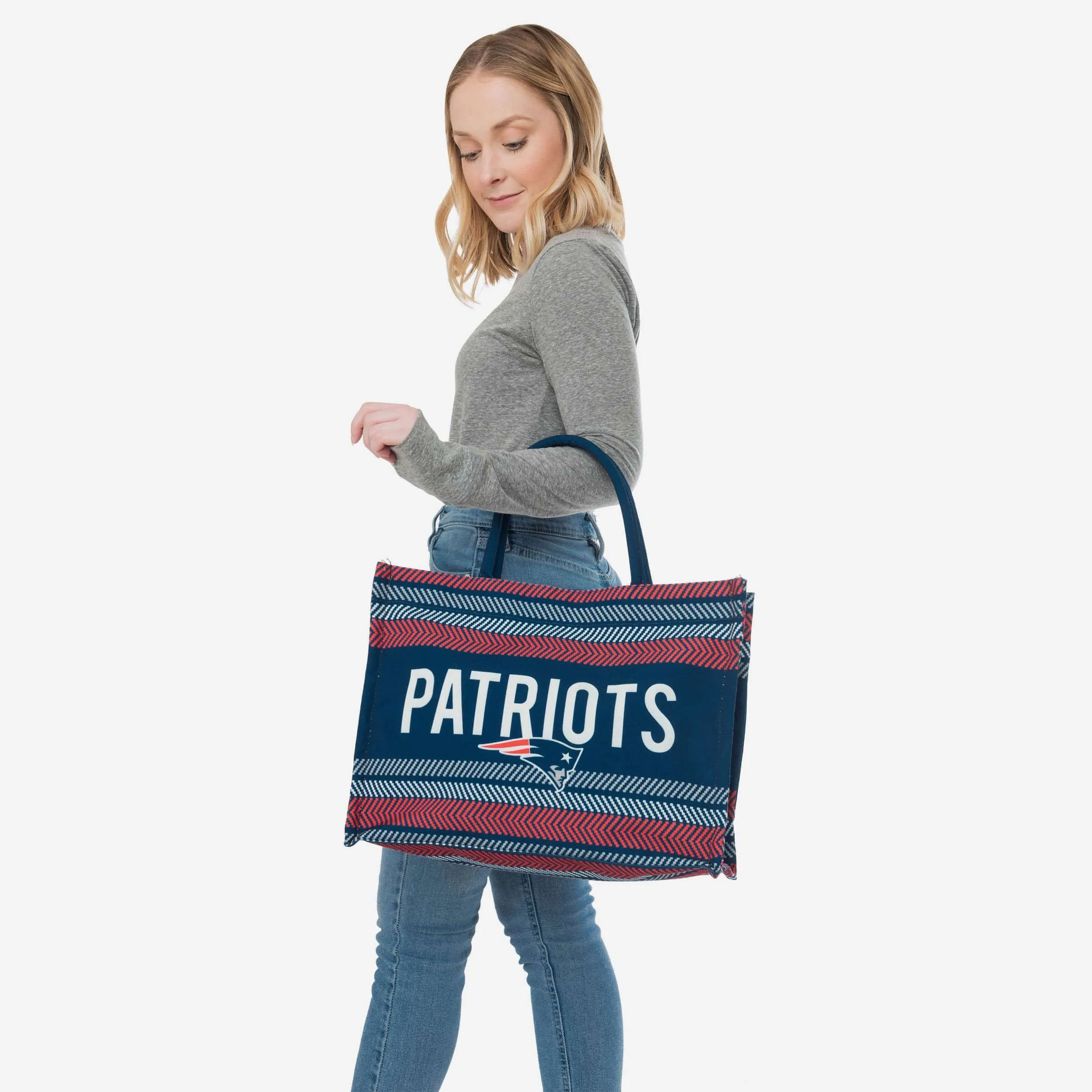 New England Patriots Stitch Pattern Canvas Tote Bag