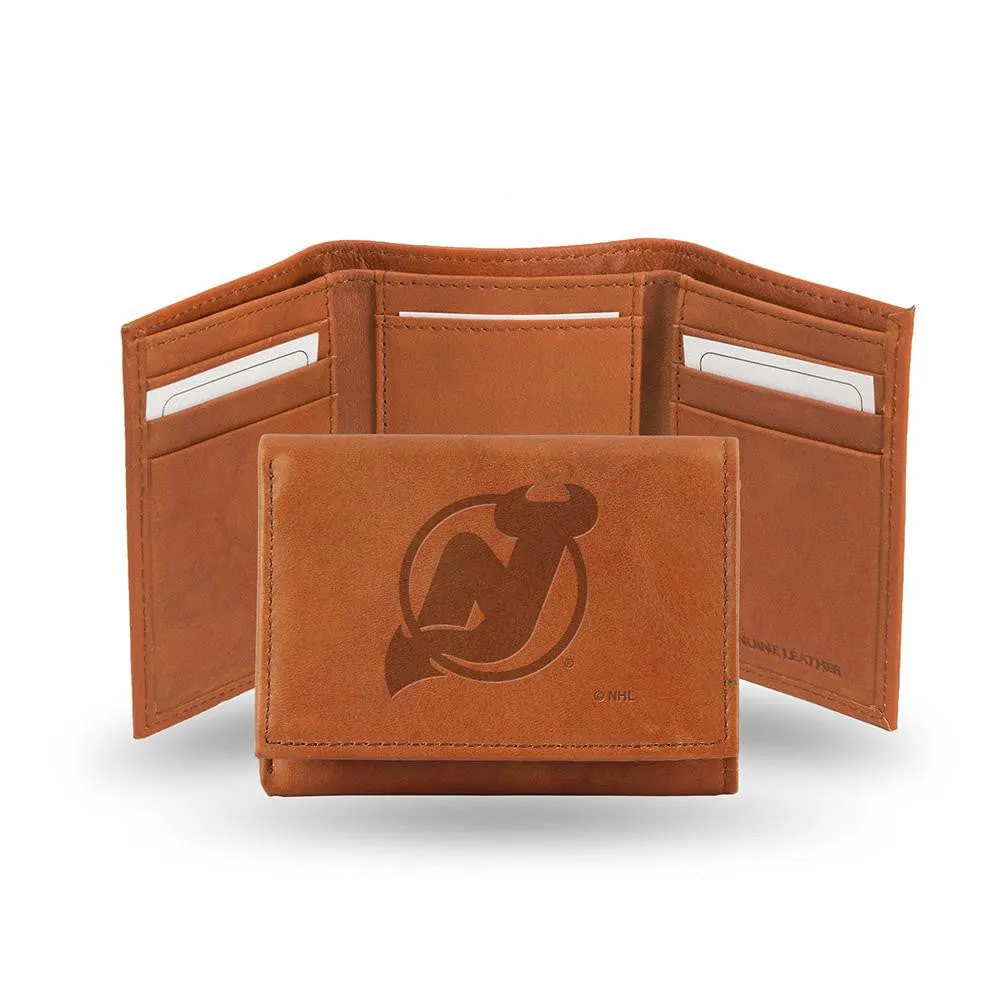 New Jersey Devils  Tri-Fold Wallet (Pecan Cowhide)
