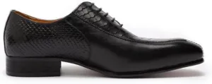 New Oxford Shoes for Men Lace Up Split Toe Pointed Toe Crocodile Embossed Cowhide Anti-Slip Slip Resistant Block Heel Classic