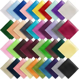 Newcotte 40 Pcs Pocket Squares for Men Assorted Solid Color Handkerchief Suit Pocket Handkerchief Soft Square Handy