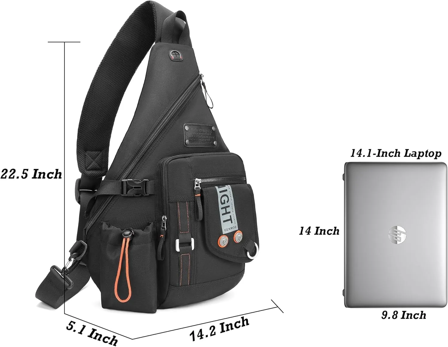 NICGID Sling Bag Backpack, 13.3'' 14.1'' Laptop Bag Crossbody Shoulder Chest Backpacks Travel Outdoors for Men Women