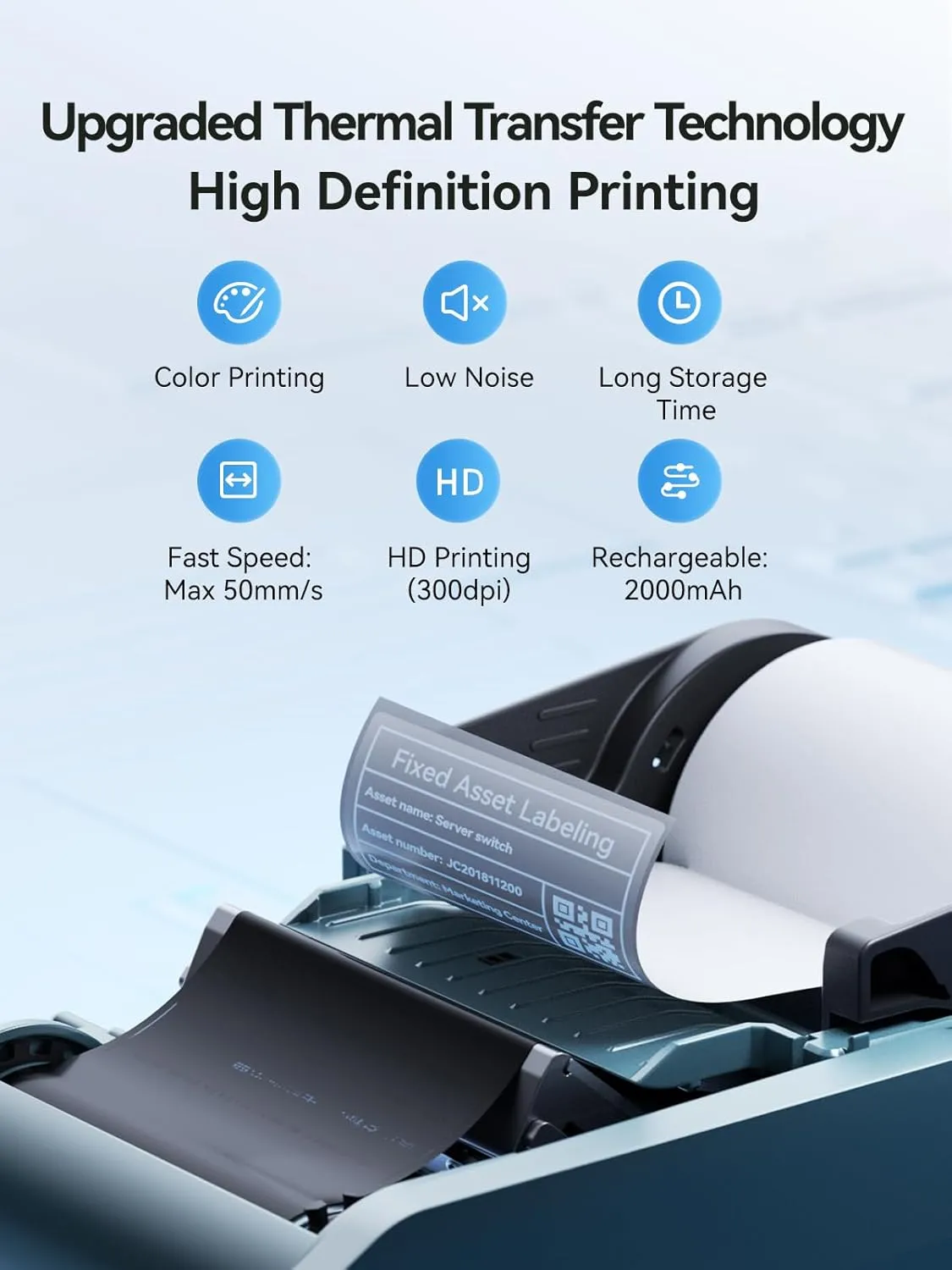 NIIMBOT M2 Thermal Transfer 2Inch Bluetooth Label Maker Smart Printing Sticker Printer Rechargeable for Office Small Business School Home Cable Storage, Compatible with Phones & PC
