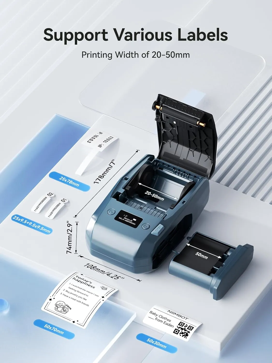 NIIMBOT M2 Thermal Transfer 2Inch Bluetooth Label Maker Smart Printing Sticker Printer Rechargeable for Office Small Business School Home Cable Storage, Compatible with Phones & PC