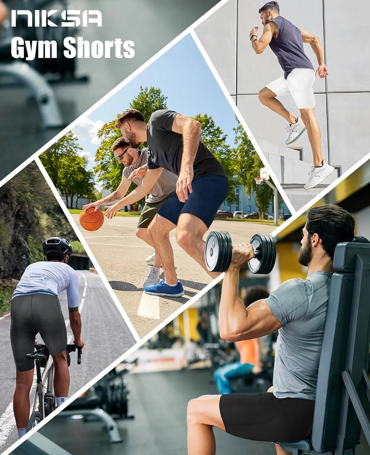Niksa 3 Pack Compression Shorts Men, Spandex Athletic Workout Running Shorts Performance Sport Baselayer Underwear