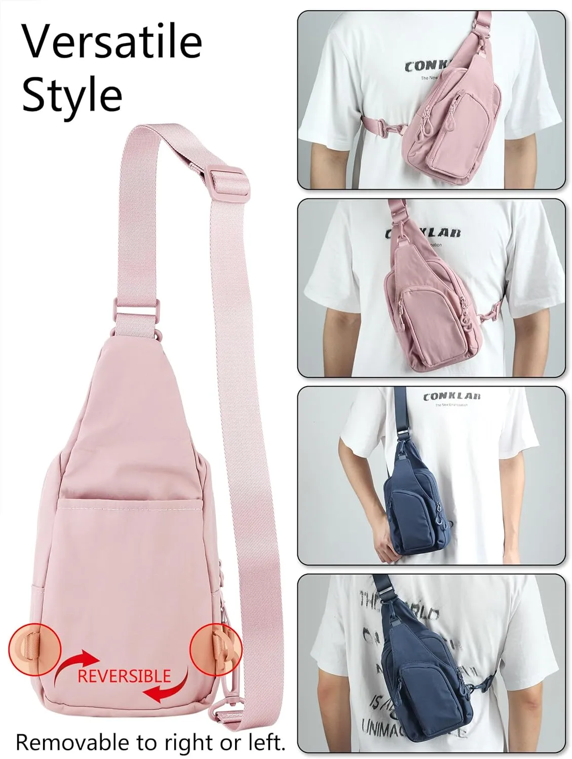 Niumike Small Sling Bag with Adjustable Straps Crossbody Chest Bags Daily Backpack for Women Men Outdoor Traveling Hiking