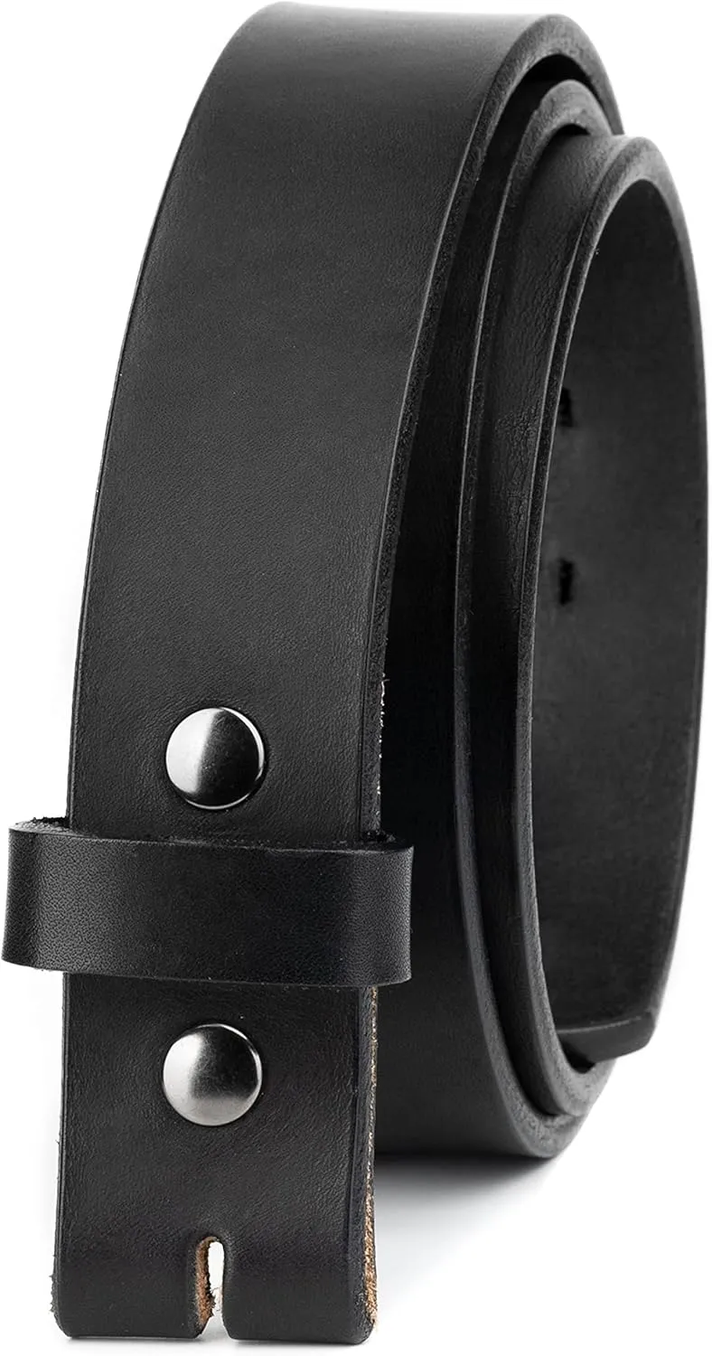 No Buckle Belt | Made in USA Mens Cowboy Belt | 1 1/2" Leather Belt Strap with Snaps