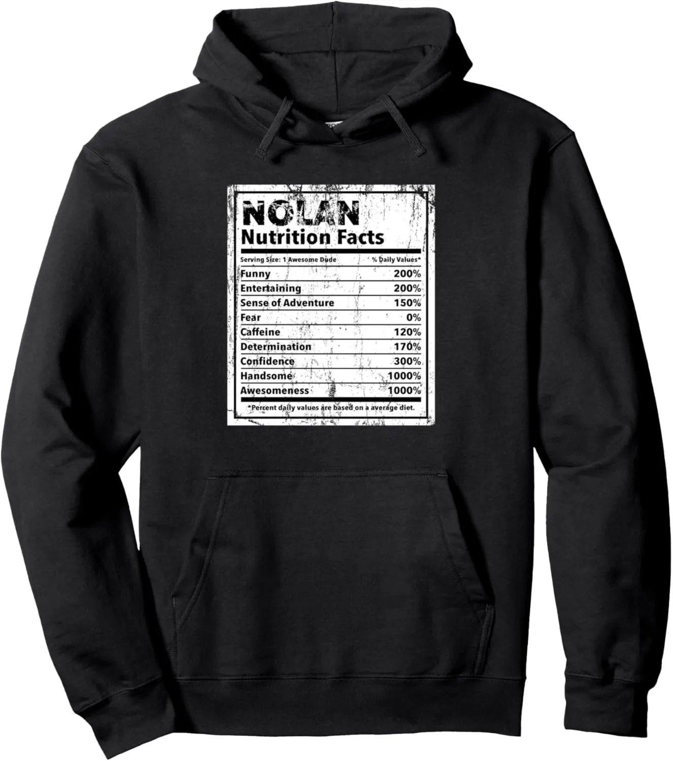 Nolan Nutrition Facts Funny Name Humor Nickname Sarcasm Pullover Hoodie