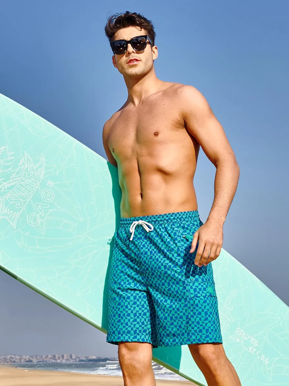 NORTHYARD Men's 9" Board Shorts with 4 Pockets Beach Shorts Swim Trunks Swimwear for Men Bathing Suit