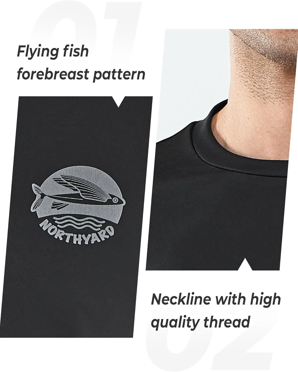 NORTHYARD Mens Rash Guard Shirt UPF 50  UV Sun Protection Short Sleeve Athletic T-Shirts for Men Quick Dry Fishing Beach Swim