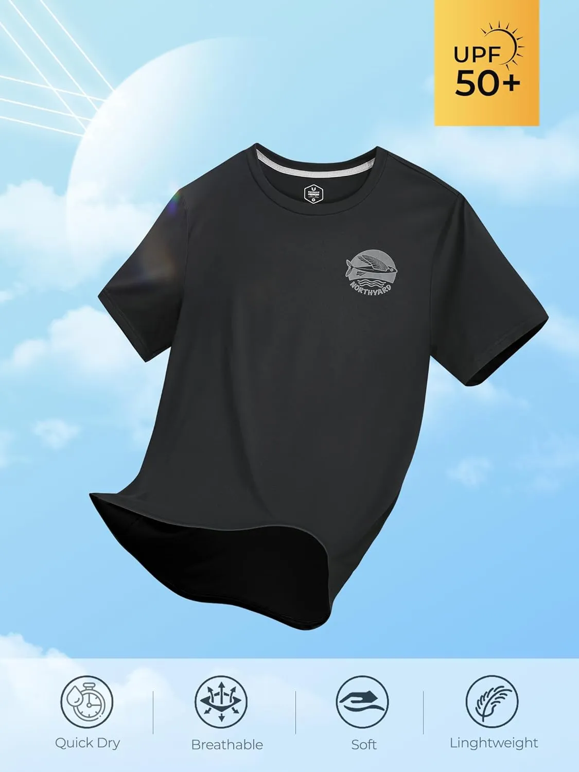 NORTHYARD Mens Rash Guard Shirt UPF 50  UV Sun Protection Short Sleeve Athletic T-Shirts for Men Quick Dry Fishing Beach Swim