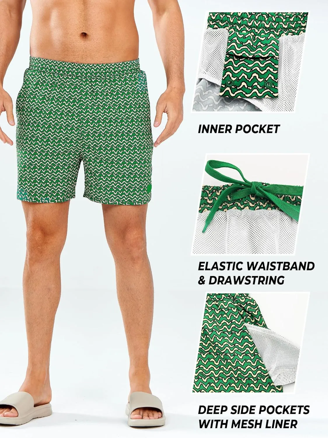 NORTHYARD Men's Swim Trunks 5" Quick Dry Swim Shorts with Mesh Liner Packable for Swimwear Surfing Beach Travel