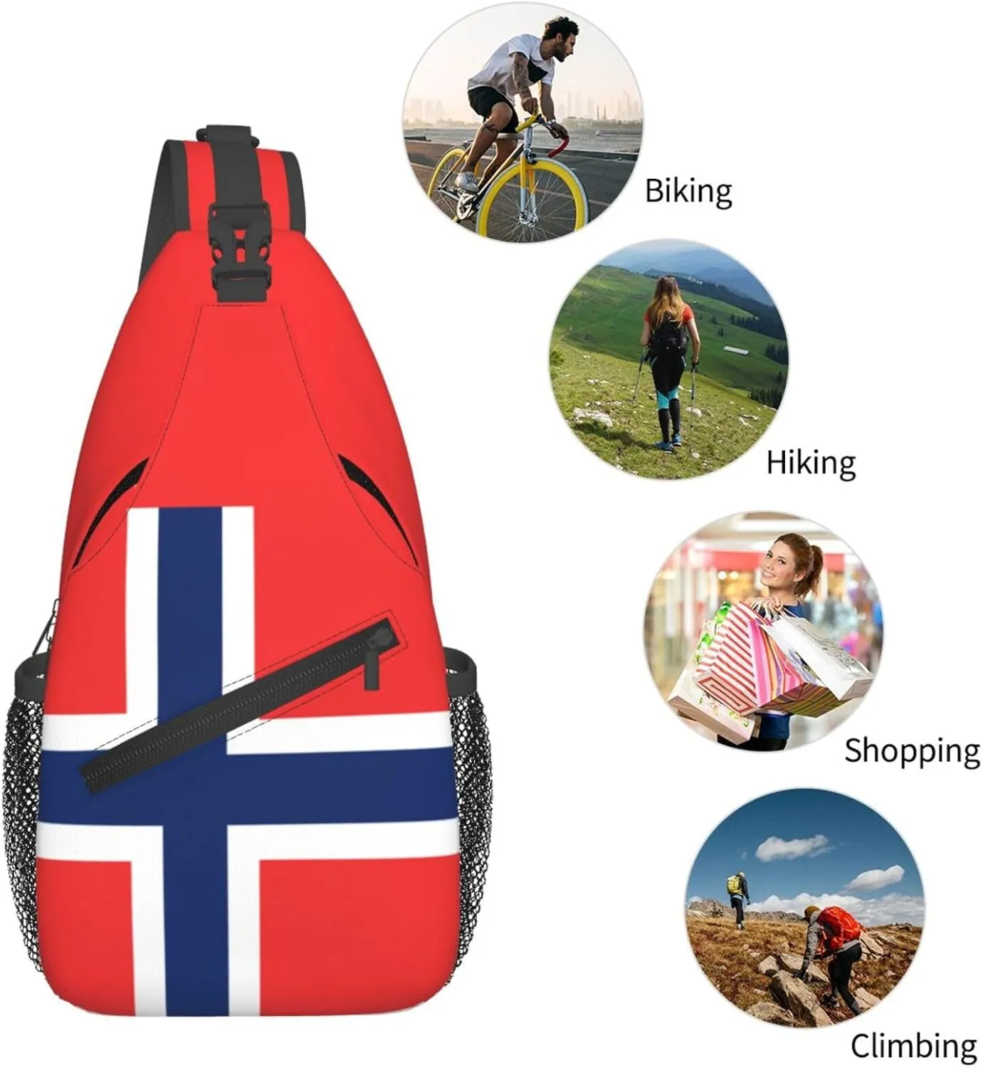 Norway Crossbody Bag Norway Flag Shoulder Bag Backpack Norwegian Sling Bag Norway Norwegian Chest Casual Daypack Bag