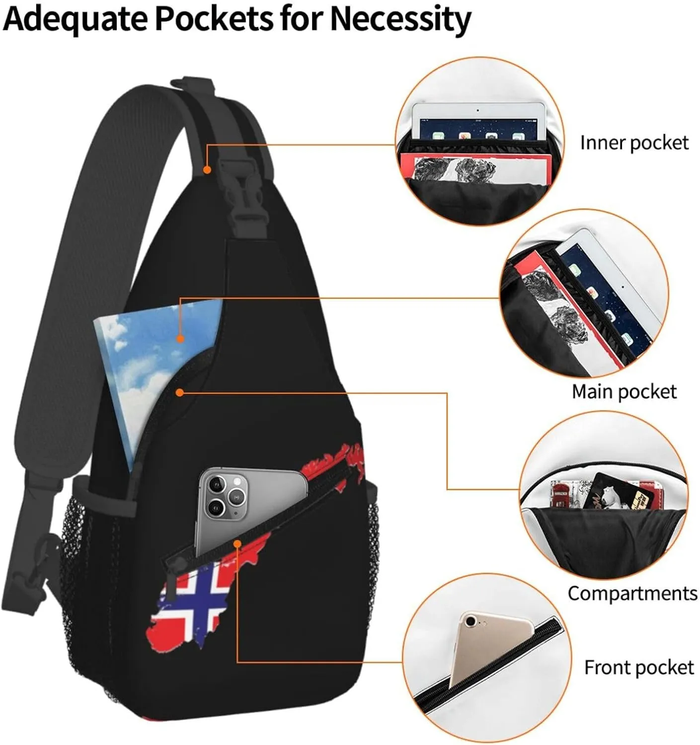 Norway Crossbody Bag Norway Flag Shoulder Bag Backpack Norwegian Sling Bag Norway Norwegian Chest Casual Daypack Bag