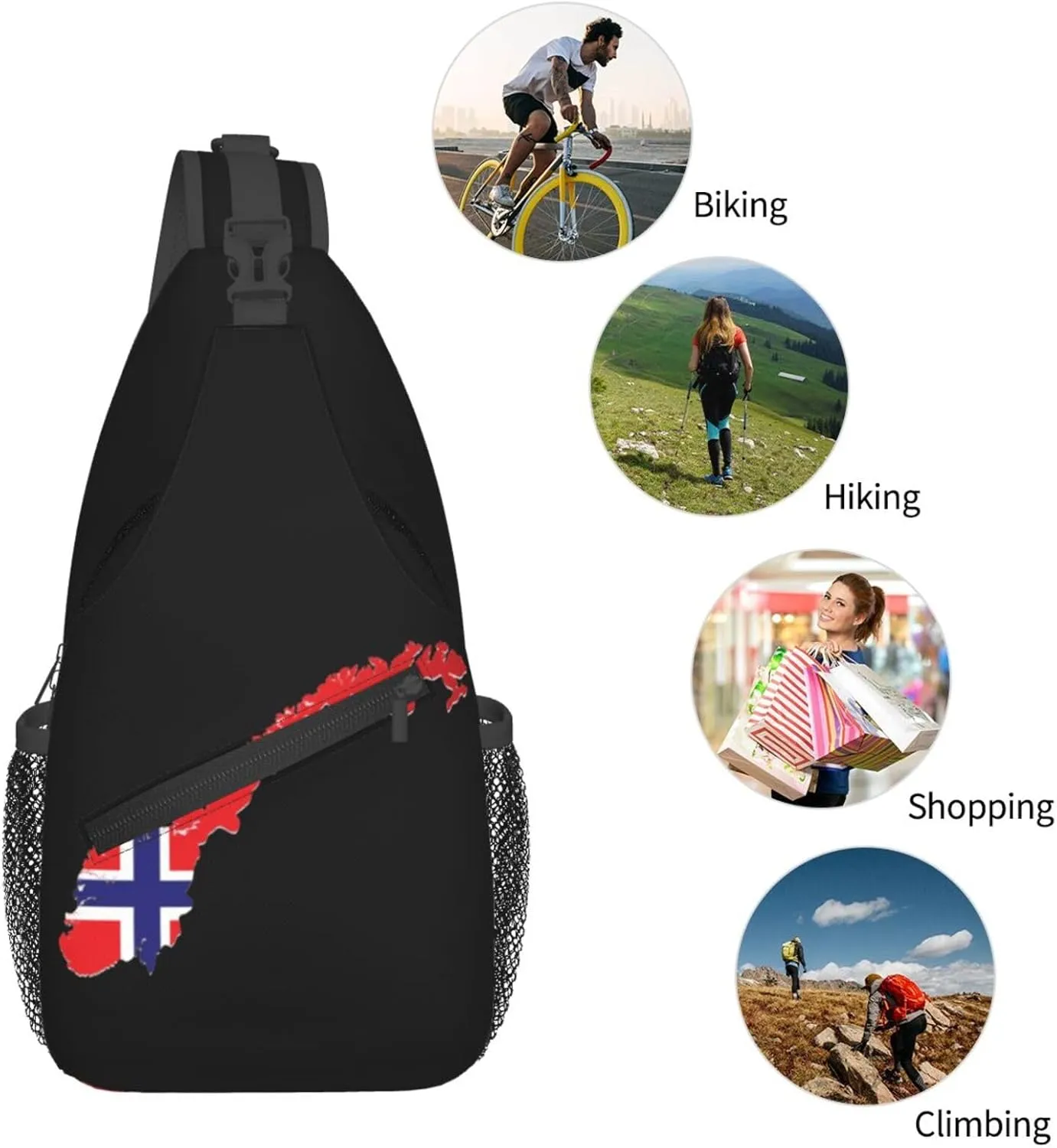 Norway Crossbody Bag Norway Flag Shoulder Bag Backpack Norwegian Sling Bag Norway Norwegian Chest Casual Daypack Bag