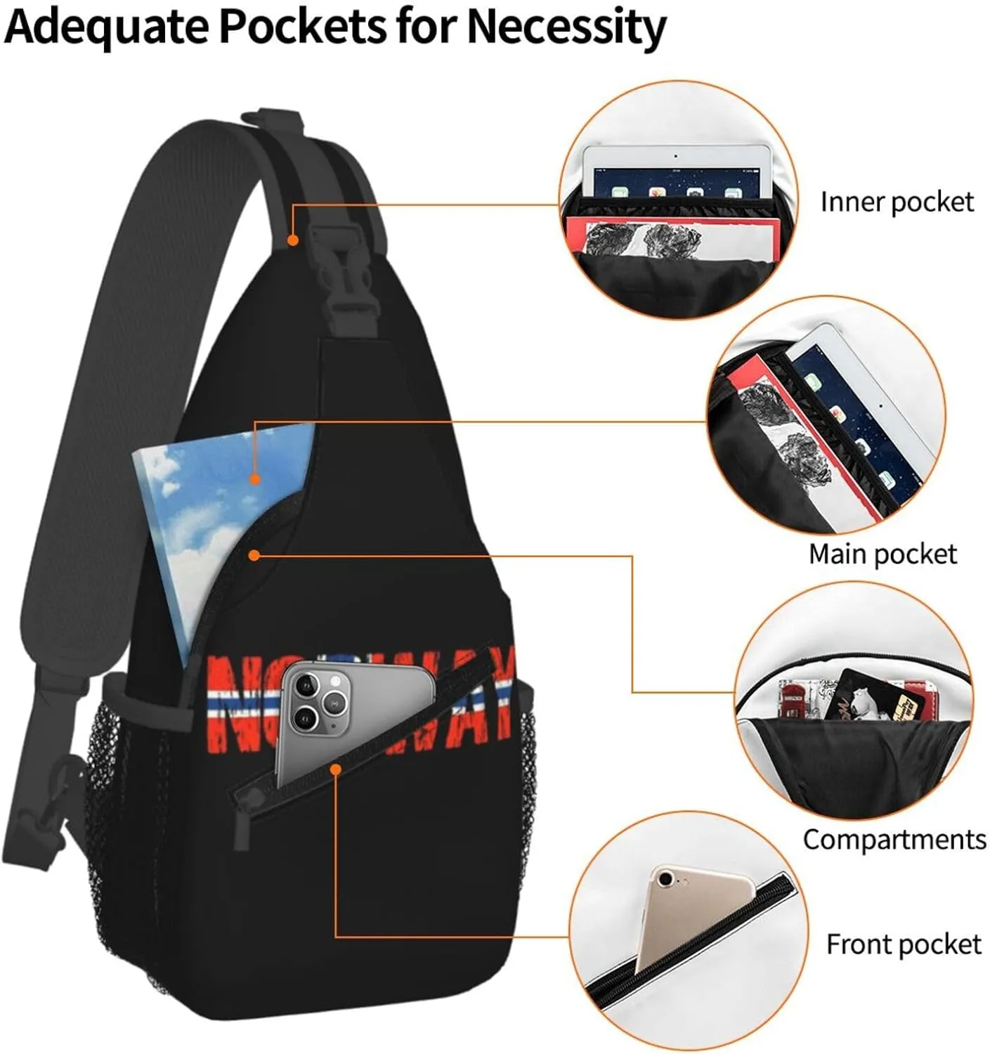 Norway Crossbody Bag Norway Flag Shoulder Bag Backpack Norwegian Sling Bag Norway Norwegian Chest Casual Daypack Bag