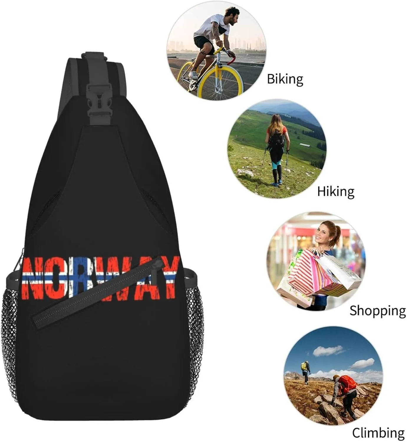 Norway Crossbody Bag Norway Flag Shoulder Bag Backpack Norwegian Sling Bag Norway Norwegian Chest Casual Daypack Bag