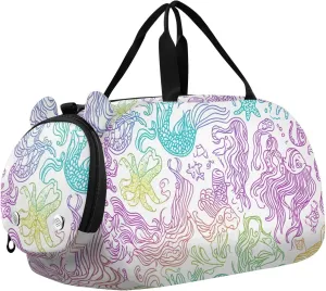 Ocean Creatures Sketch Youth Sports Duffel Bag with Ventilated Shoe Compartment|All-Season Lightweight Travel Gym Bag for Girls & Boys|Water-Resistant Gear Bag