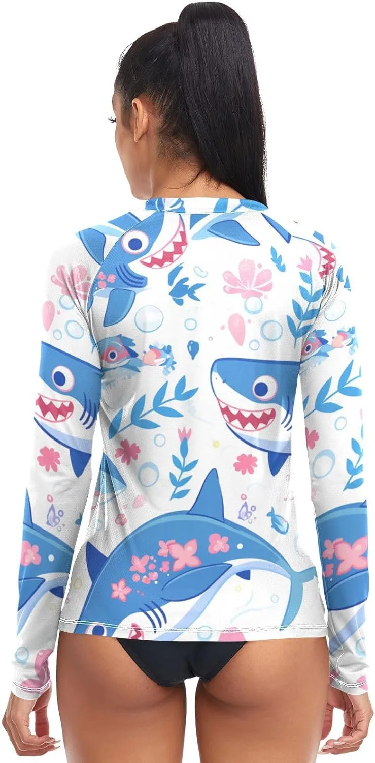 Ocean Fish sea Masco Women Rash Guard UV Sun Protection UPF 50  Bathing Suit Hiking Surfing