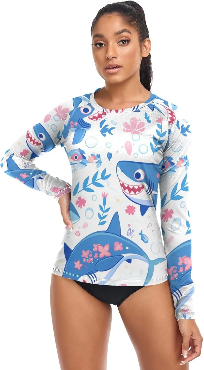Ocean Fish sea Masco Women Rash Guard UV Sun Protection UPF 50  Bathing Suit Hiking Surfing