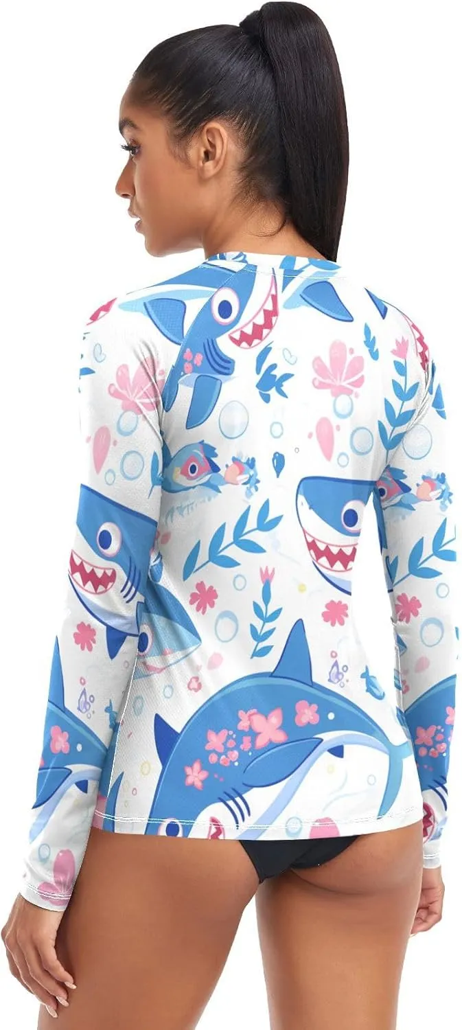 Ocean Fish sea Masco Women Rash Guard UV Sun Protection UPF 50  Bathing Suit Hiking Surfing