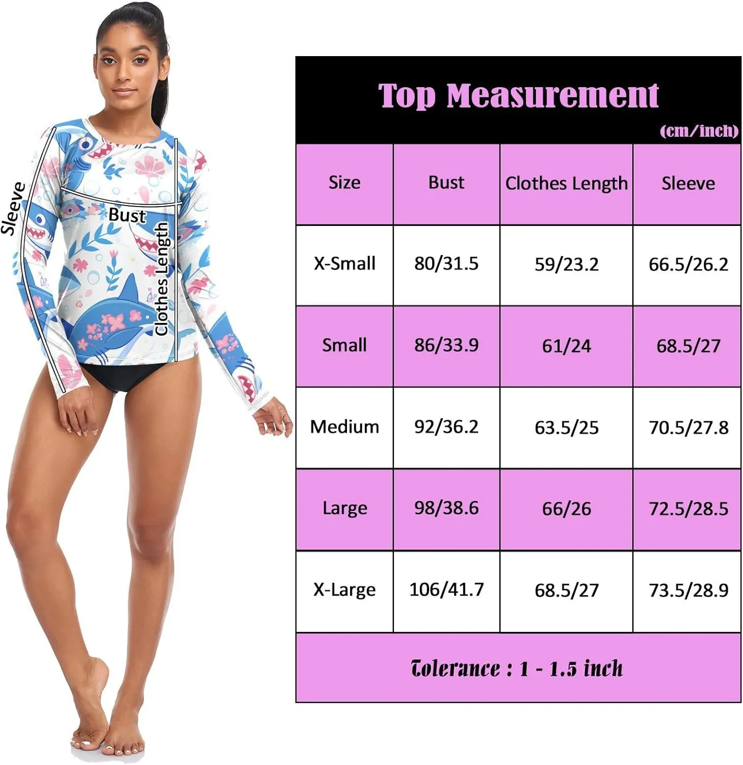 Ocean Fish sea Masco Women Rash Guard UV Sun Protection UPF 50  Bathing Suit Hiking Surfing