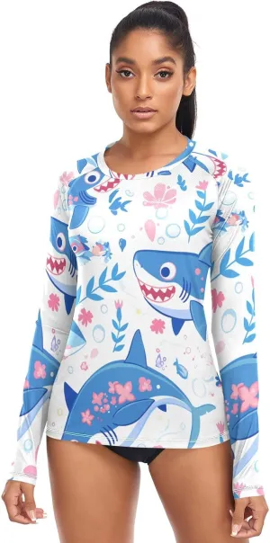 Ocean Fish sea Masco Women Rash Guard UV Sun Protection UPF 50  Bathing Suit Hiking Surfing