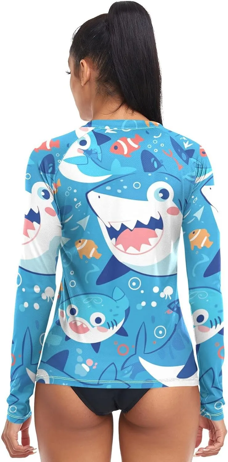 Ocean Fish sea Masco Women Rash Guard UV Sun Protection UPF 50  Swimming Tops Running Surfing