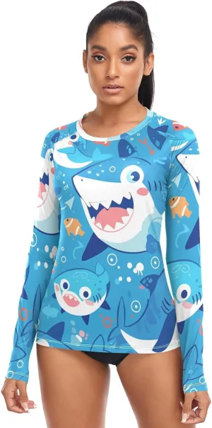 Ocean Fish sea Masco Women Rash Guard UV Sun Protection UPF 50  Swimming Tops Running Surfing