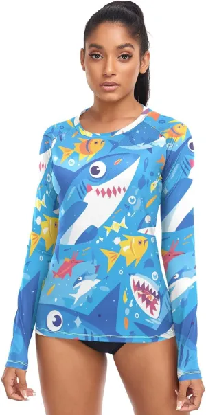 Ocean Fish sea Masco Womens Rash Guard Sun Protection UPF 50  Swimsuit Tops Hiking Surfing
