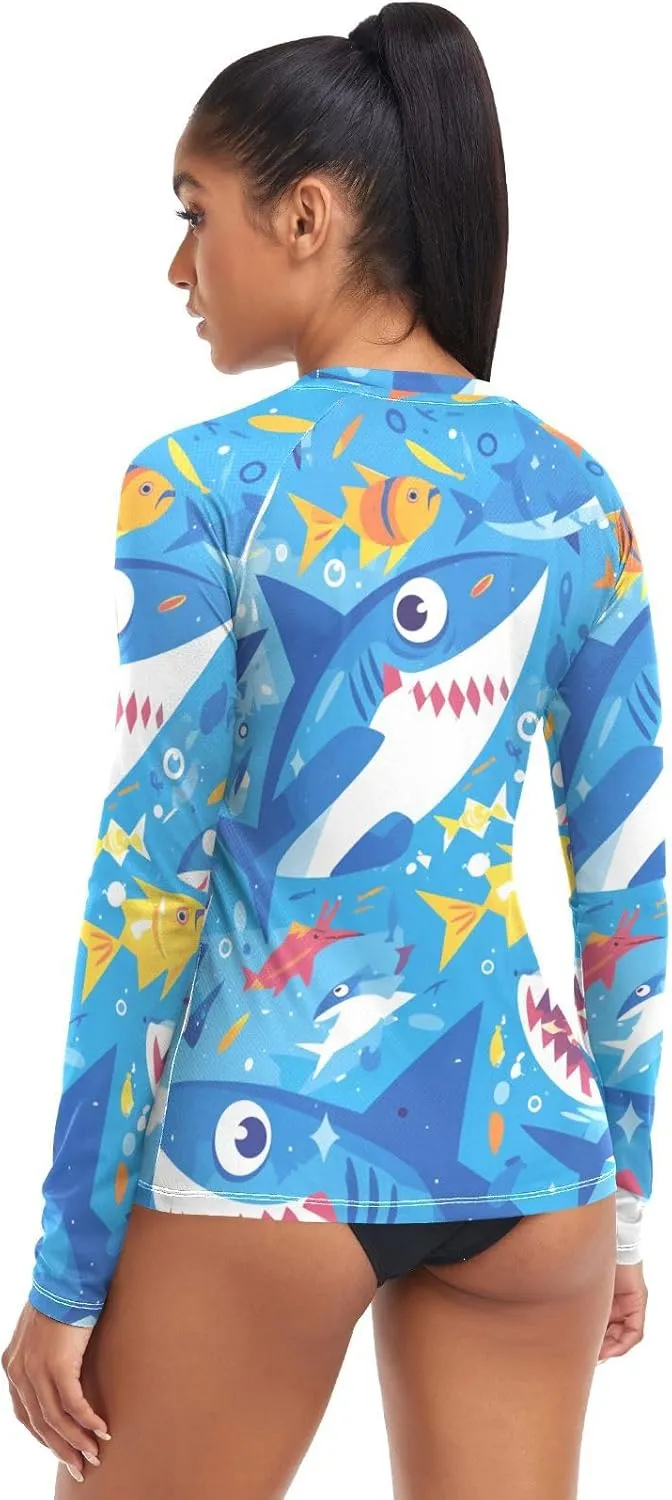 Ocean Fish sea Masco Womens Rash Guard Sun Protection UPF 50  Swimsuit Tops Hiking Surfing