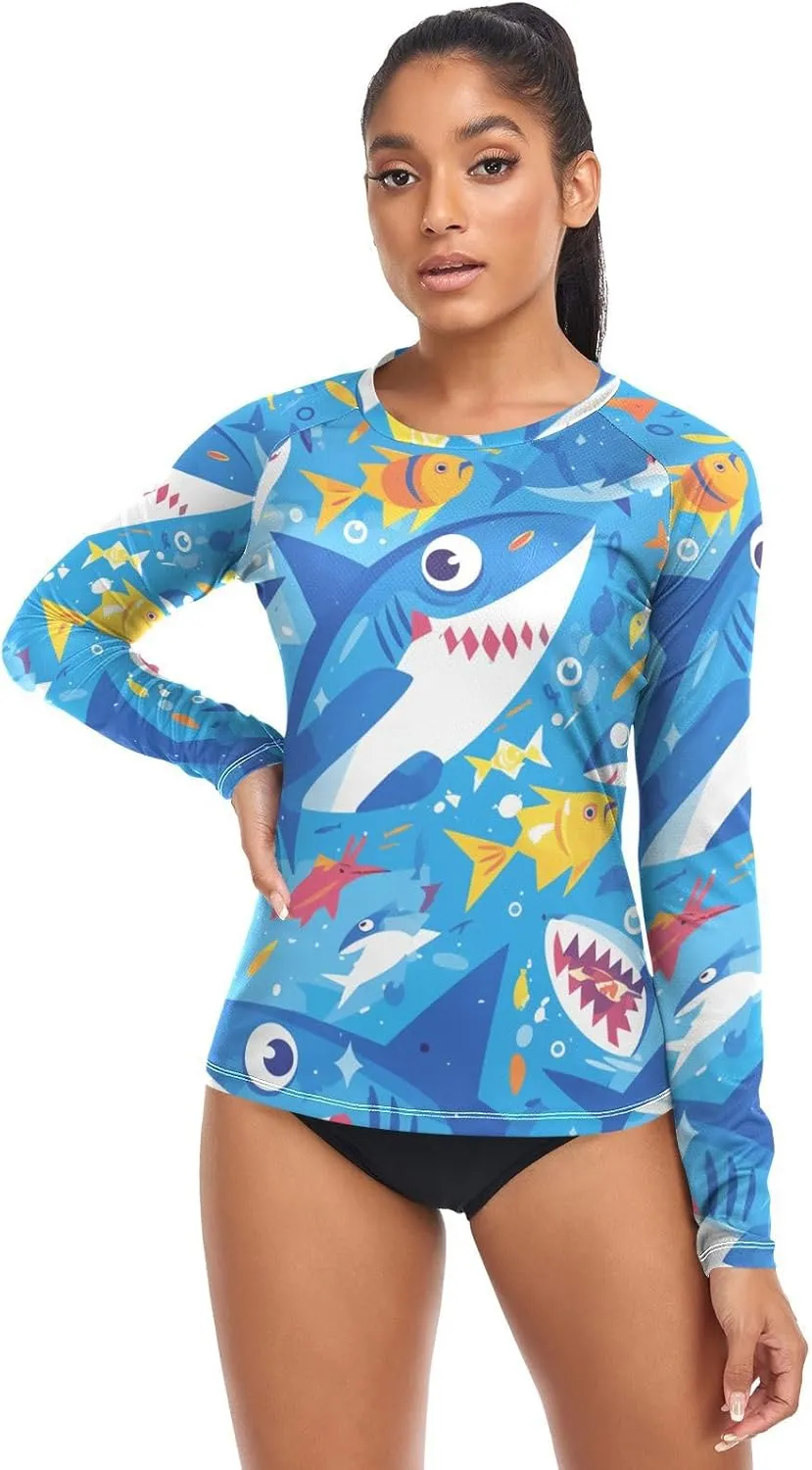 Ocean Fish sea Masco Womens Rash Guard Sun Protection UPF 50  Swimsuit Tops Hiking Surfing