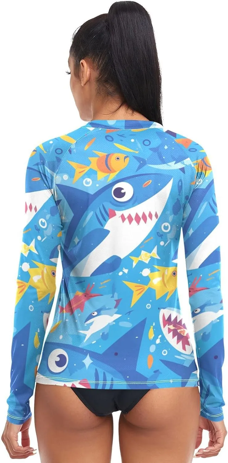 Ocean Fish sea Masco Womens Rash Guard Sun Protection UPF 50  Swimsuit Tops Hiking Surfing