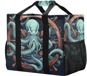 Octopus Black Foldable Travel Duffel Bag for Men Women Waterproof Weekender Overnight Carry On Tote Bag with Comfortable Handle Luggage Bag for Business Trips Sport Hospital Airplane