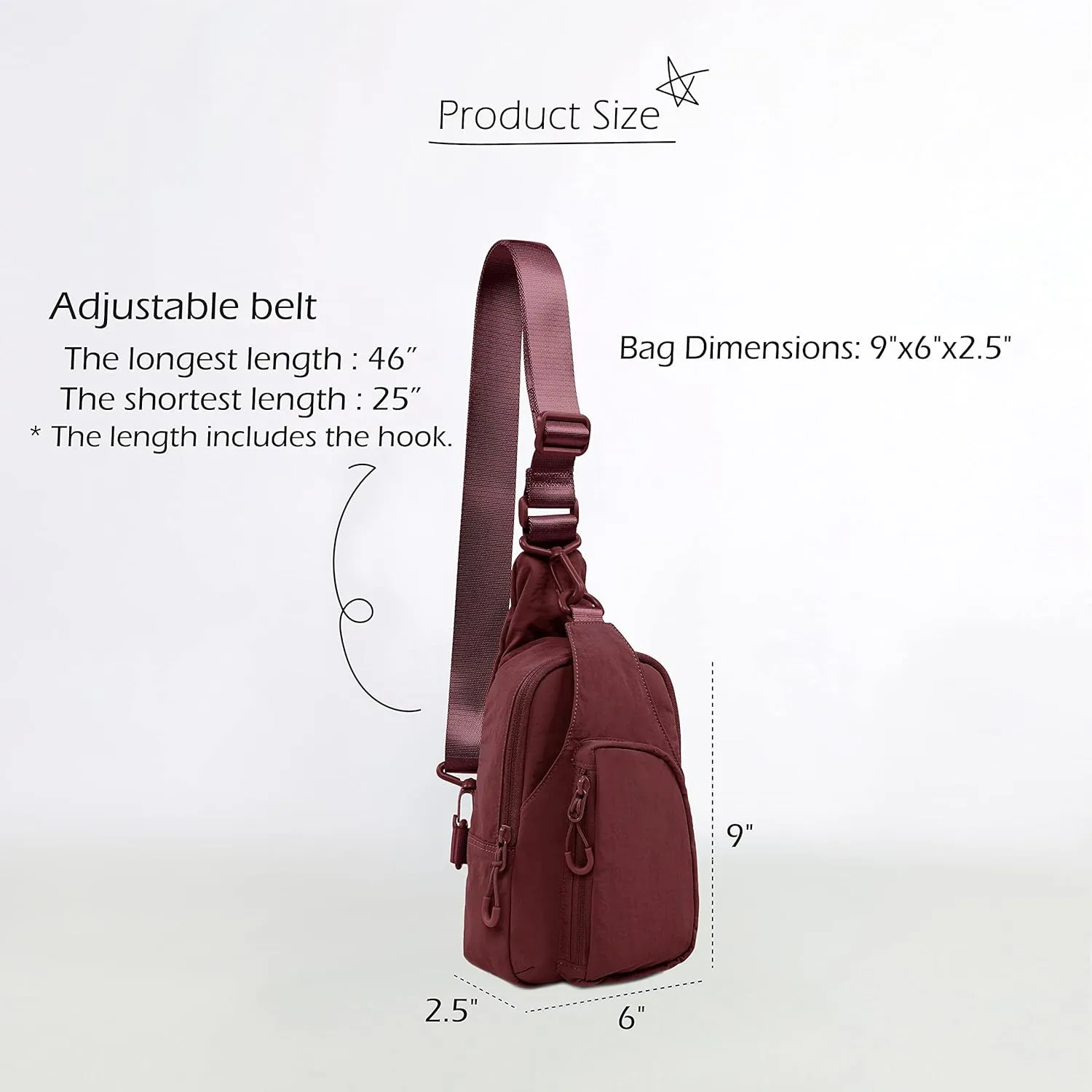 ODODOS Daily Sling Bag with Adjustable Straps Crossbody Chest Bag Lightweight Small Backpack for Casual Traveling Hiking